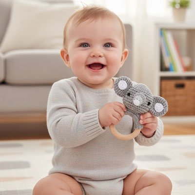 Hochet bébé stimulant | Éveil Sensoriel - Sourire Bébé