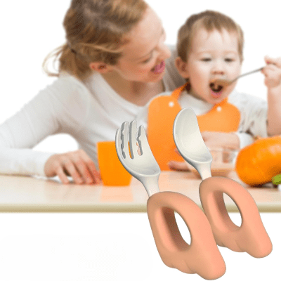 CUILLERE BEBE - LittleUtensils™ - Rose - Sourire Bébé