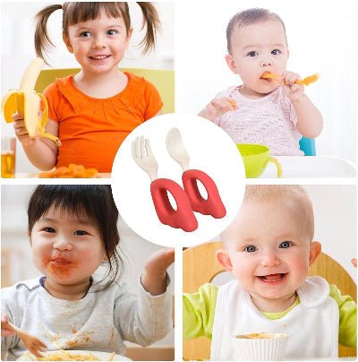 CUILLERE BEBE - LittleUtensils™ - Rouge - Sourire Bébé