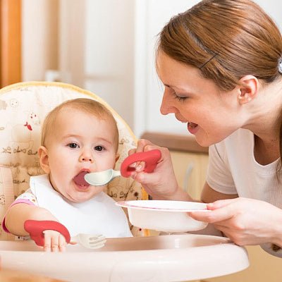 CUILLERE BEBE - LittleUtensils™ - Rouge - Sourire Bébé