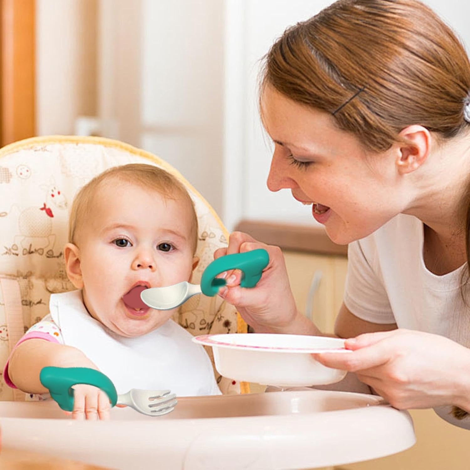 CUILLERE BEBE - LittleUtensils™ - Vert - Sourire Bébé