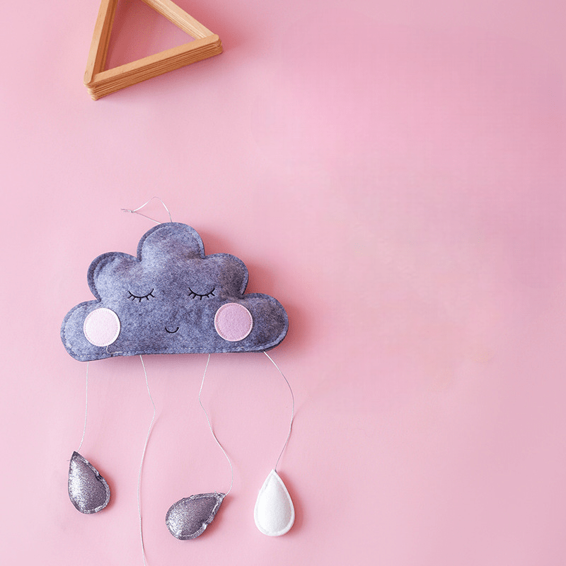 DECORATION CHAMBRE BEBE - CloudDrops™ - Gris - Sourire Bébé
