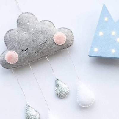 DECORATION CHAMBRE BEBE - CloudDrops™ - Gris - Sourire Bébé