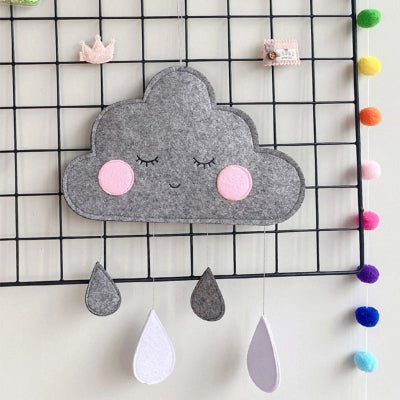 DECORATION CHAMBRE BEBE - CloudDrops™ - Gris - Sourire Bébé