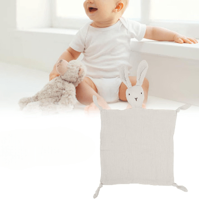 DOUDOU BEBE - BabyMousseline™ - Blanc - Sourire Bébé