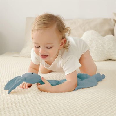 DOUDOU BEBE - BabyMousseline™ - Bleu - Sourire Bébé