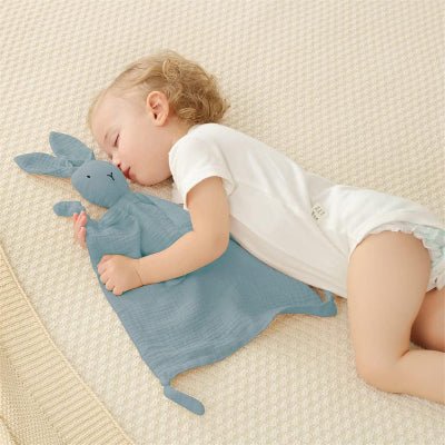 DOUDOU BEBE - BabyMousseline™ - Bleu - Sourire Bébé