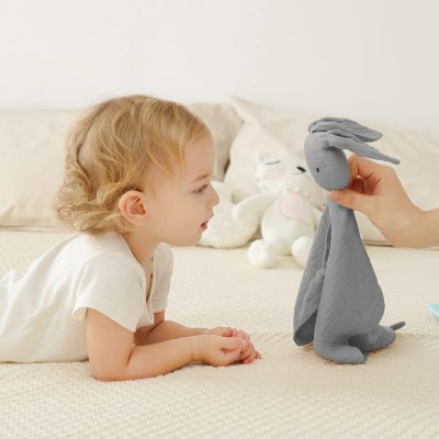DOUDOU BEBE - BabyMousseline™ - Gris - Sourire Bébé