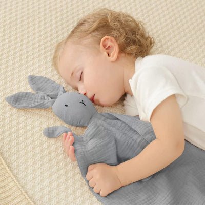 DOUDOU BEBE - BabyMousseline™ - Gris - Sourire Bébé
