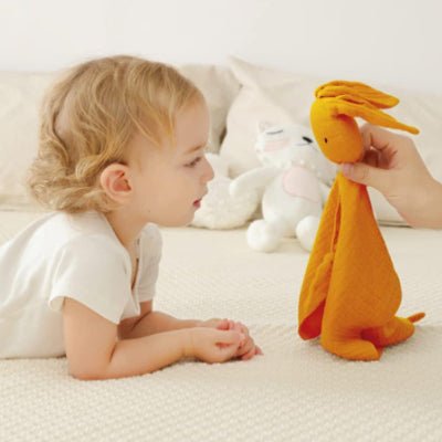 DOUDOU BEBE - BabyMousseline™ - Jaune - Sourire Bébé