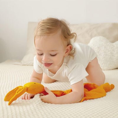 DOUDOU BEBE - BabyMousseline™ - Jaune - Sourire Bébé