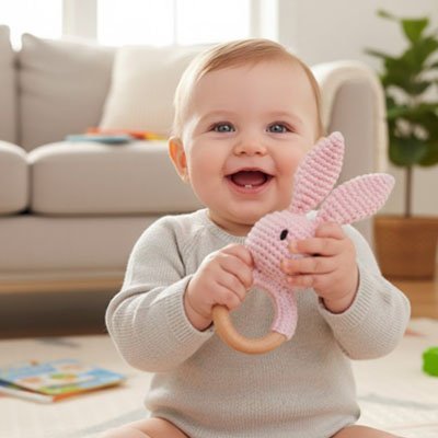 Hochet bébé stimulant | Éveil Sensoriel - Sourire Bébé