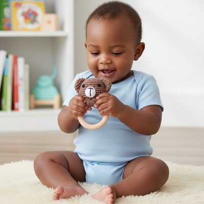 Hochet bébé stimulant | Éveil Sensoriel - Sourire Bébé