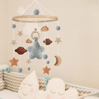 MOBILE LIT BEBE - RainbowDream™ - Etoile Grise - Sourire Bébé