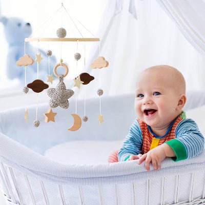 MOBILE LIT BEBE - RainbowDream™ - Etoile Grise - Sourire Bébé