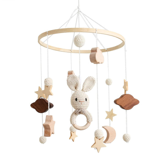 MOBILE LIT BEBE - RainbowDream™ - Lapin - Sourire Bébé